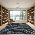 Gun Metal Blue Detailed Revolver Art Rug