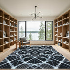 Geometric Silver Frost Lattice Web Rug