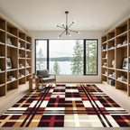 Grand Plaid Cream Gold Maroon Rug