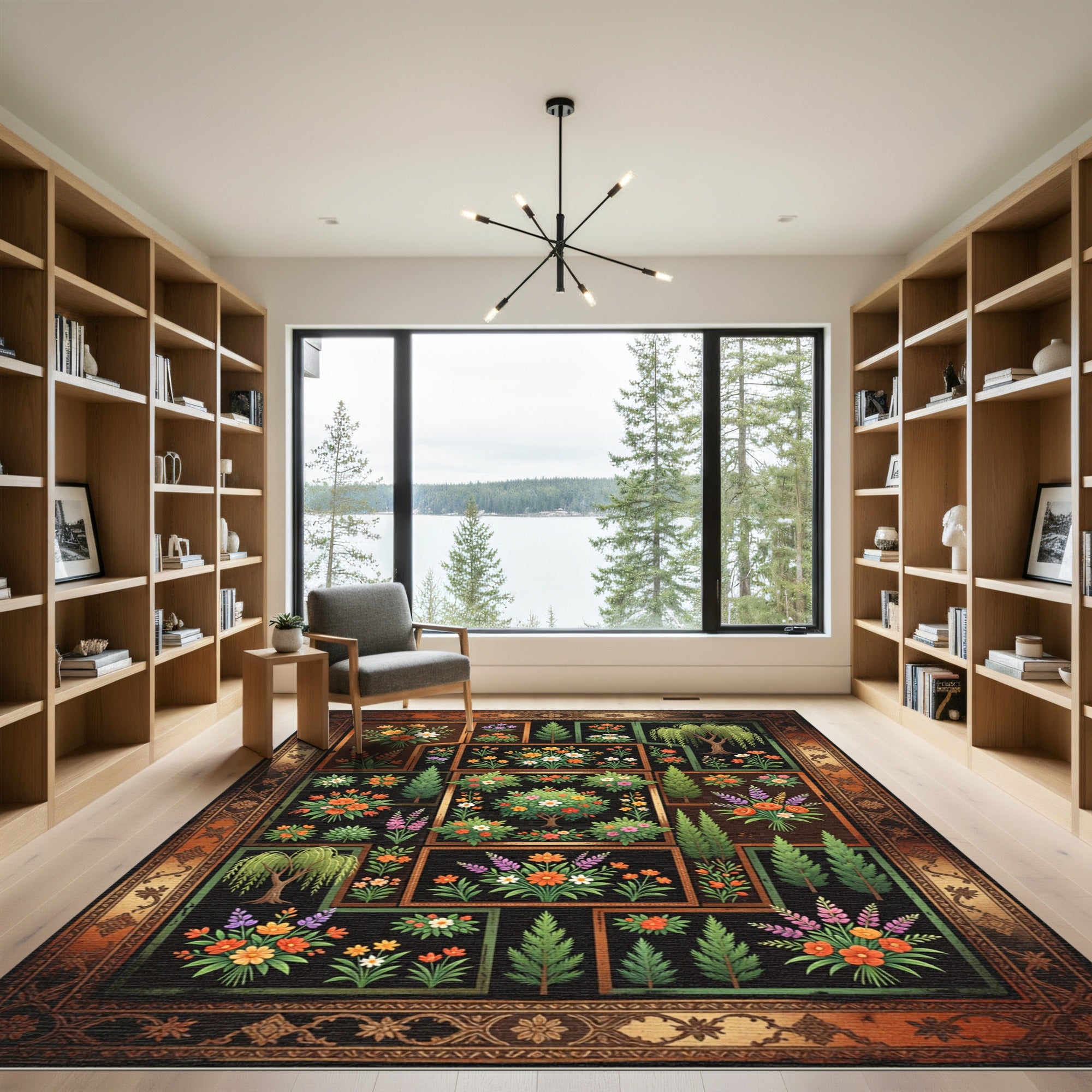 Vibrant Floral Garden Botanical Array Rug