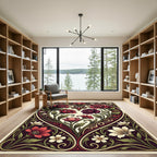 Elegant Romantic Rose Heart Floral Art Rug