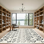 Neutral Tones Checkered Grid Rug