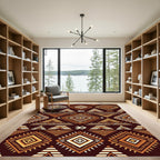 Bold Earthy Tone Geometric Diamond Rug