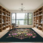 Ornate Floral Cottage Garden Framed Art Rug