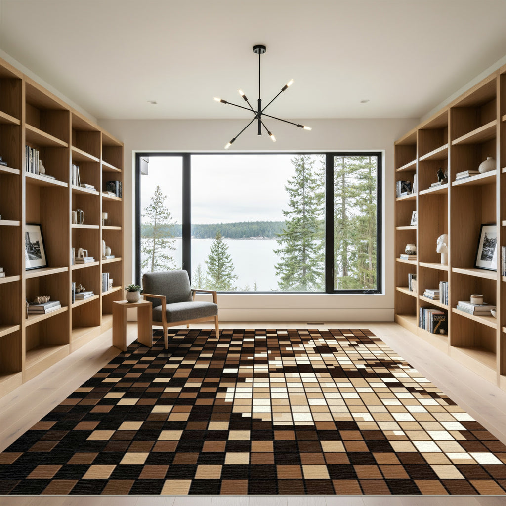 Sepia Tone Pixel mosaic Texture Rug