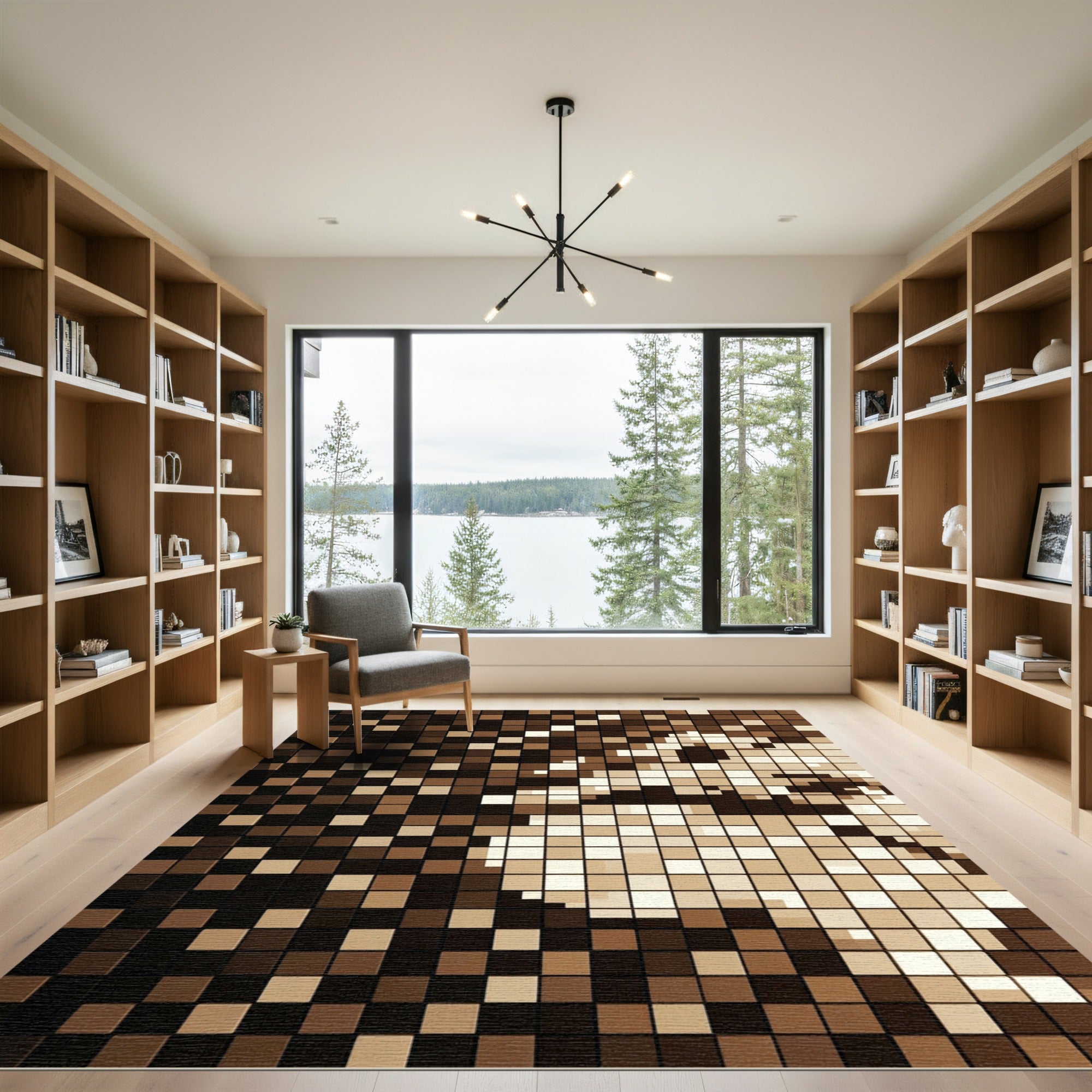 Sepia Tone Pixel mosaic Texture Rug