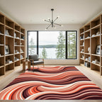 Warm Terracotta Swirl Abstract Rug