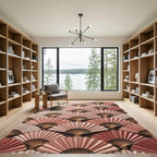 Elegant Blush Rose Gold Fan Radiance Rug