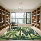 Tropical Green Palm Frond Collage Rug