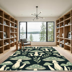 Sage Forest Mushroom Botanical Illustration Rug