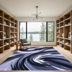 Deep Blue Lavender Swirling Strokes Rug