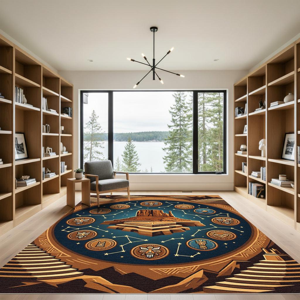 Celestial Mesa Astral Totem Bronze Round Rug