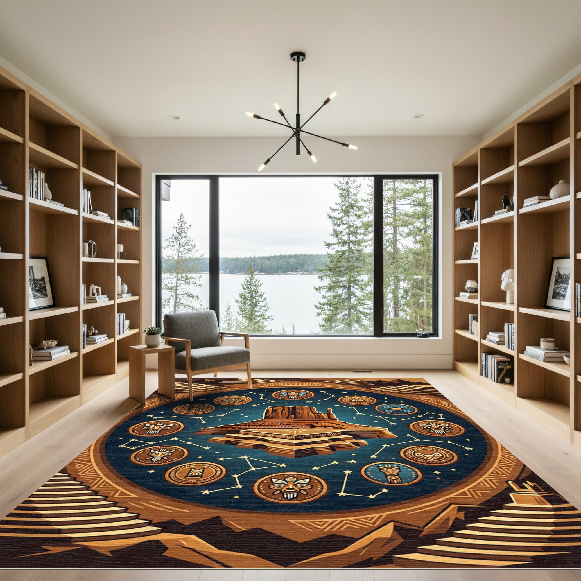 Celestial Mesa Astral Totem Bronze Round Rug