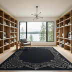 Elegant Silver Scrollwork Filigree Surround Rug
