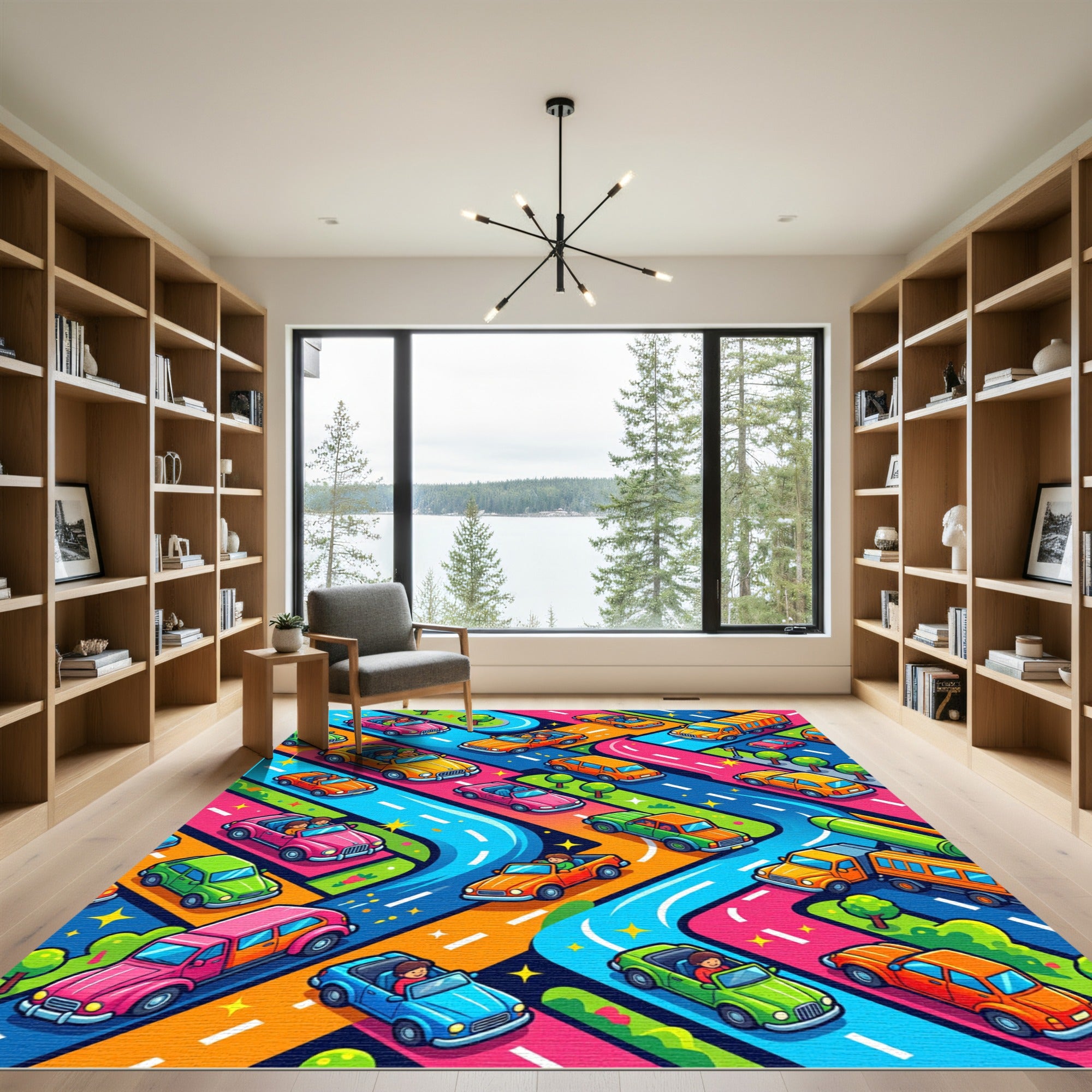 Vibrant Colorful Retro Pop Art Roadway Rug