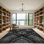 Monochrome Gothic Arched Cathedral Filigree Rug