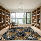 Fierce Leopard Faces Spotted Inlay Rug