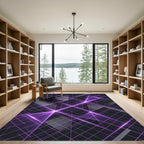 Neon Purple Grid Abstract Geometric Rug