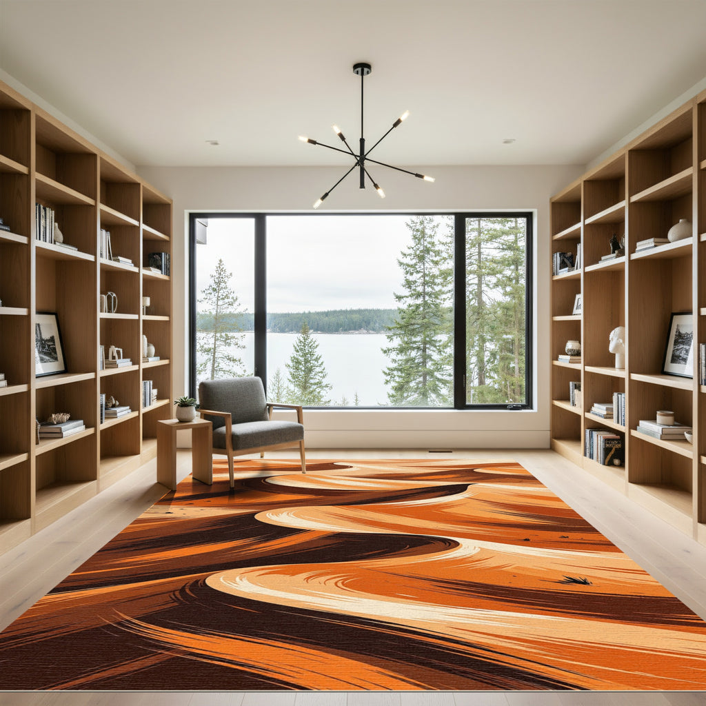 Warm Ochre Desert Dune Horizon Rug
