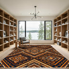 Bold Amber Geometric Tribal Diamond Rug