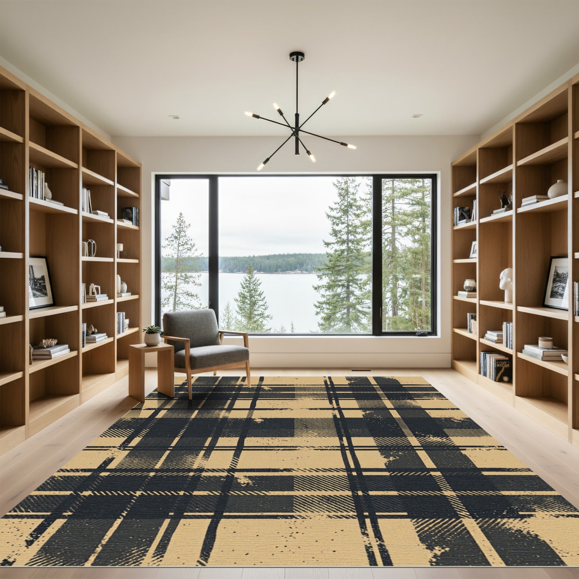 Rustic Tanned Plaid Splatter Rug