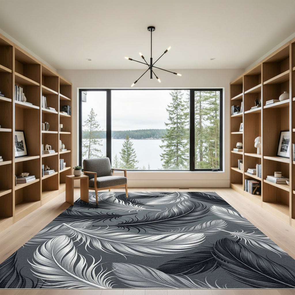 Monochromatic Feather Cascade Rug