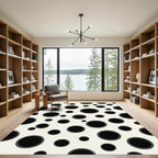 Modern Monochrome Polka Dot Art Rug