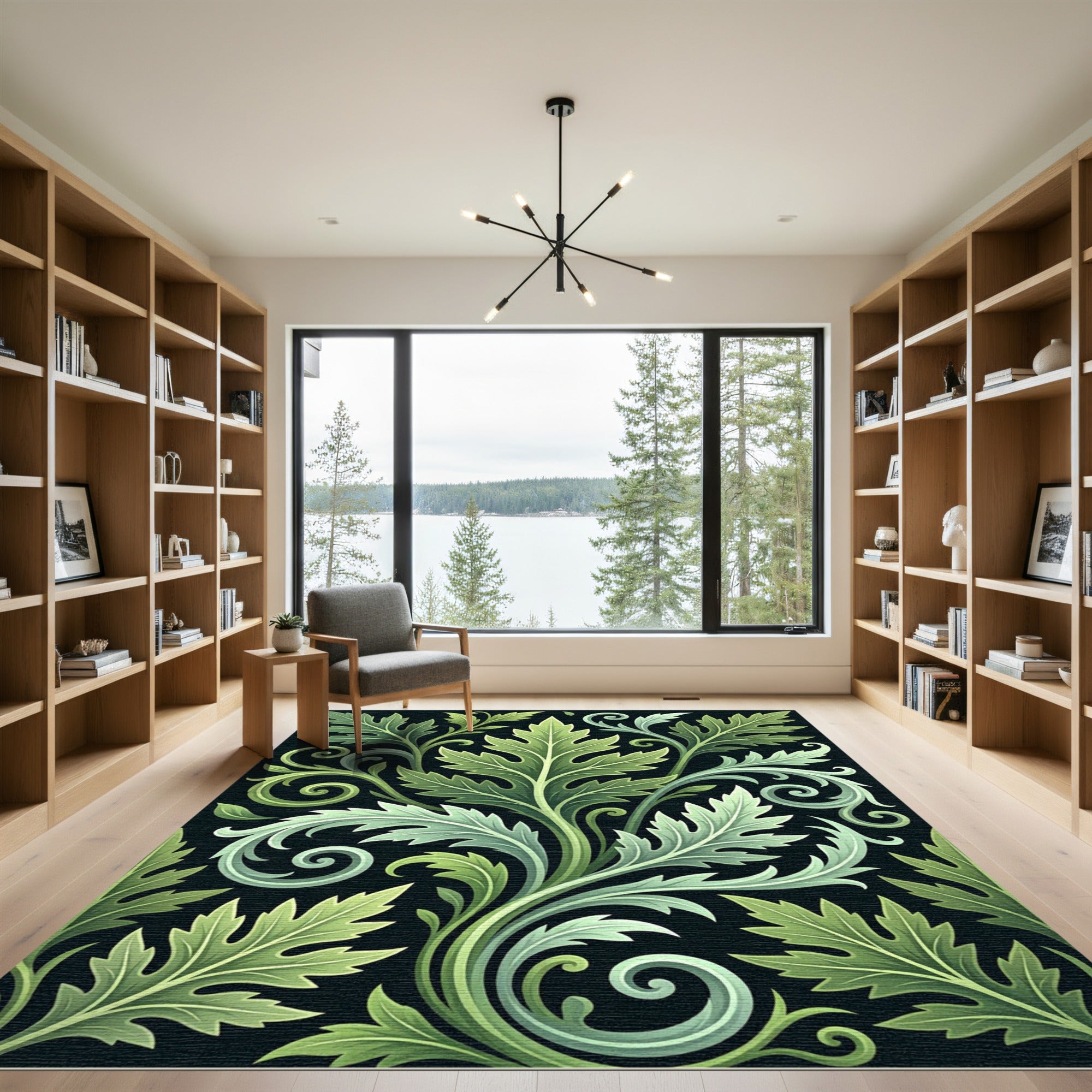 Emerald Acanthus Foliage Scroll Vine Rug