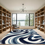 Deep Blue Ink Brushstrokes Rug