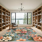 Coral Peach Blossom Garland Rug