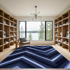 Deep Blue Layered Chevron Rug