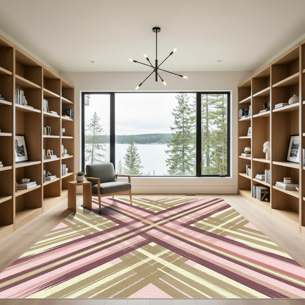 Muted Blush Intersecting Stripe Rug