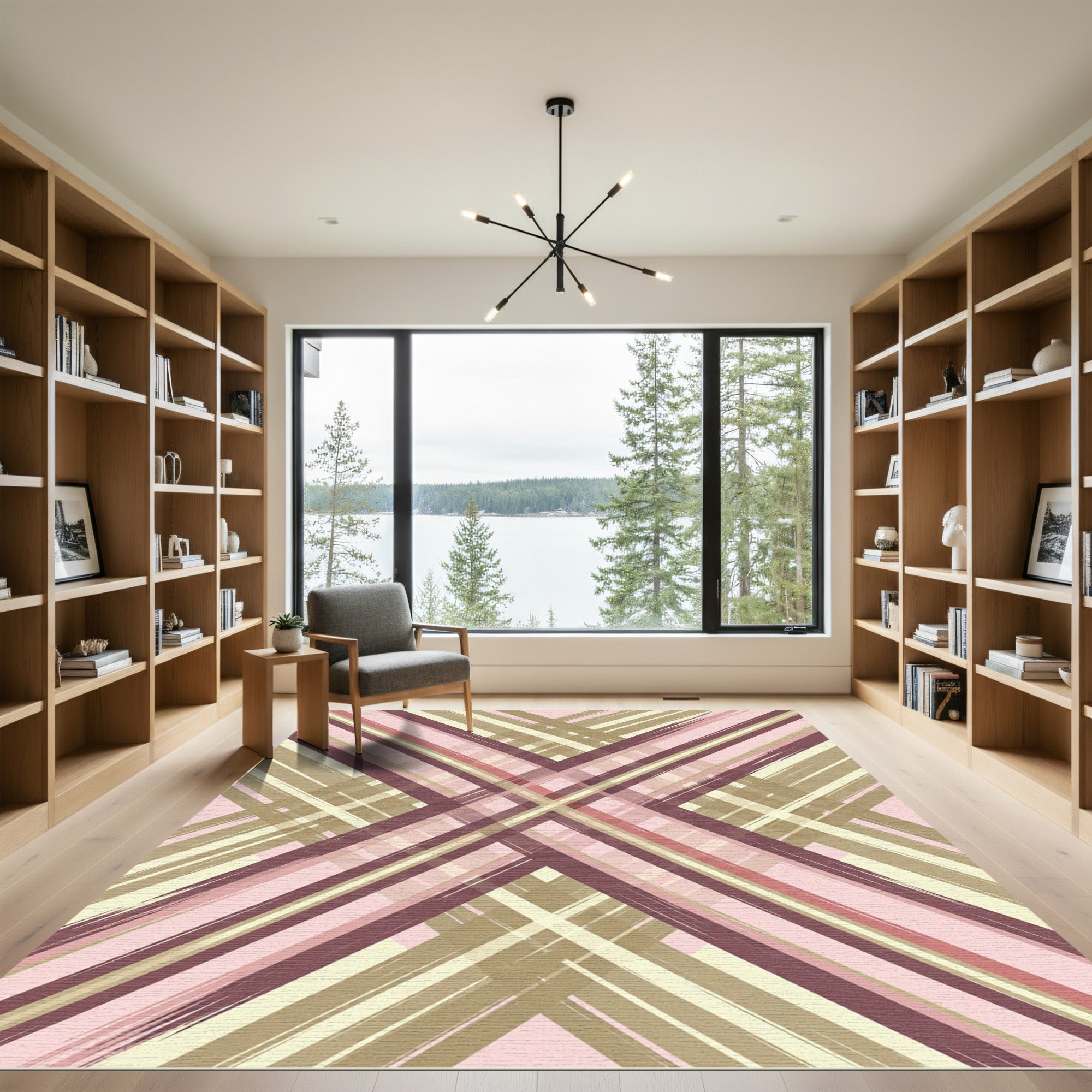 Muted Blush Intersecting Stripe Rug