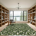 Emerald Green Intertwined Botanical Scroll Rug