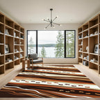 Earthy Toned Footprints Abstract Waves Rug