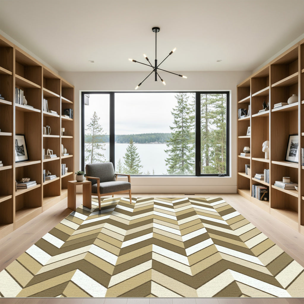 Earthy Tones Chevron Geometric Rug