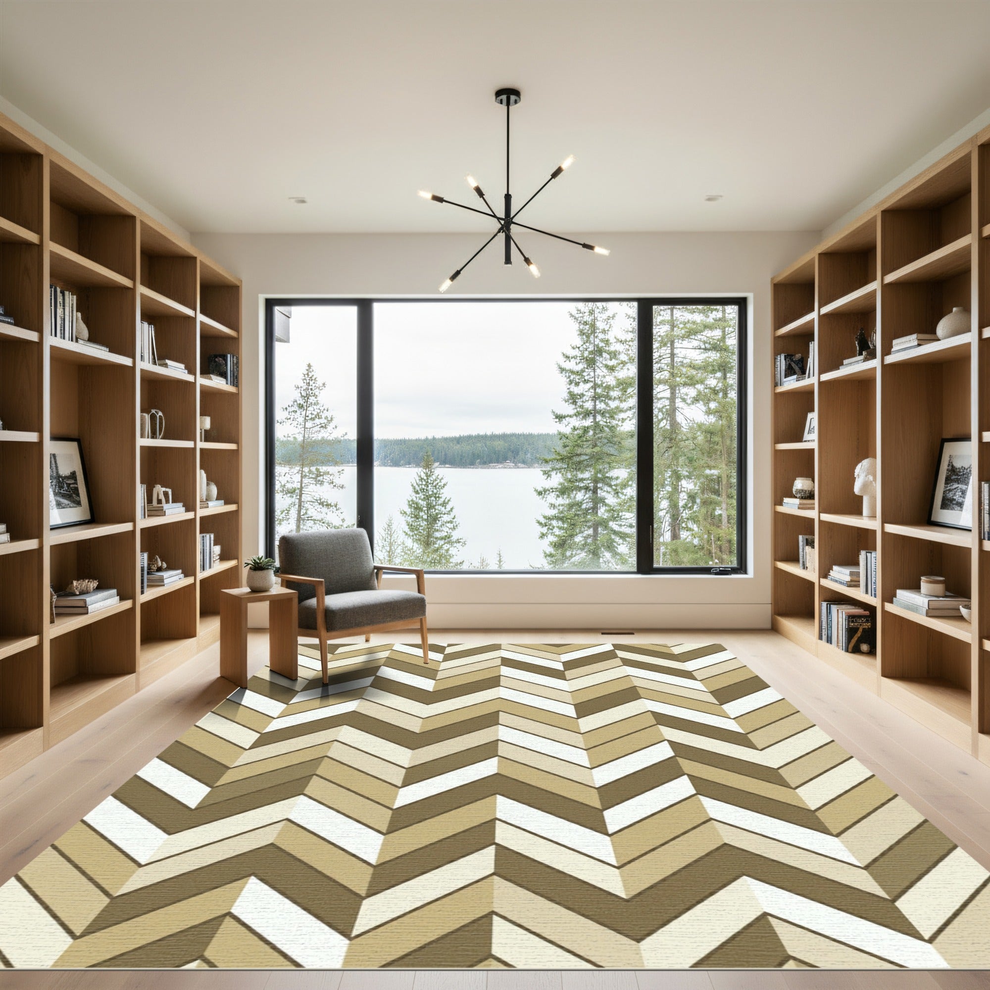 Earthy Tones Chevron Geometric Rug