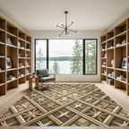 Golden Lattice Art Deco Geometric Rug