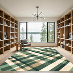 Sage and Cream Diagonal Plaid Rug