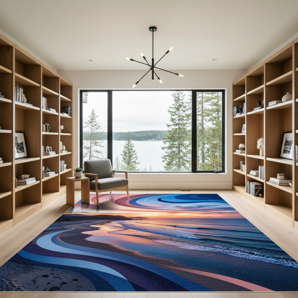 Ethereal Sunset Wave Abstract Gradient Rug
