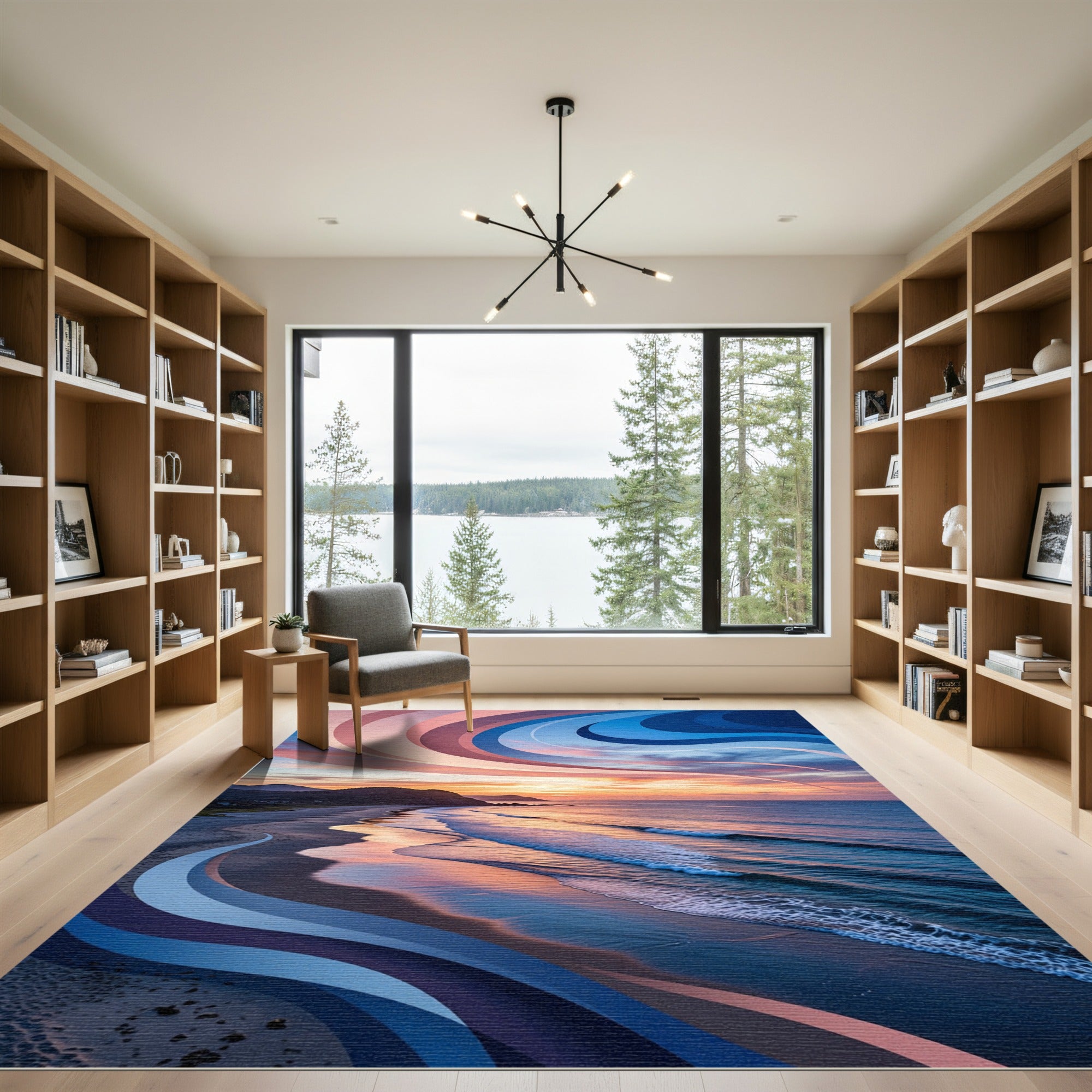 Ethereal Sunset Wave Abstract Gradient Rug