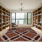 Crimson Orange Medallion Lattice Rug