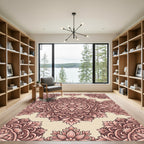 Mauve Floral Scroll Mandala Rug