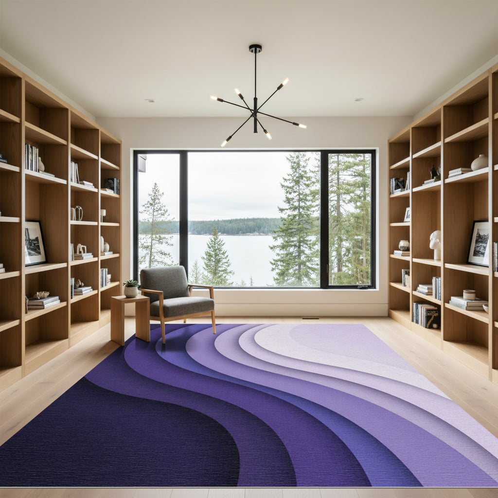 Modern Ombre Layered Violet Wave Rug