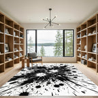 Black and White Dramatic Ink Splash Rug