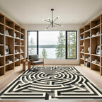 Modern Ivory Geometric Maze Rug