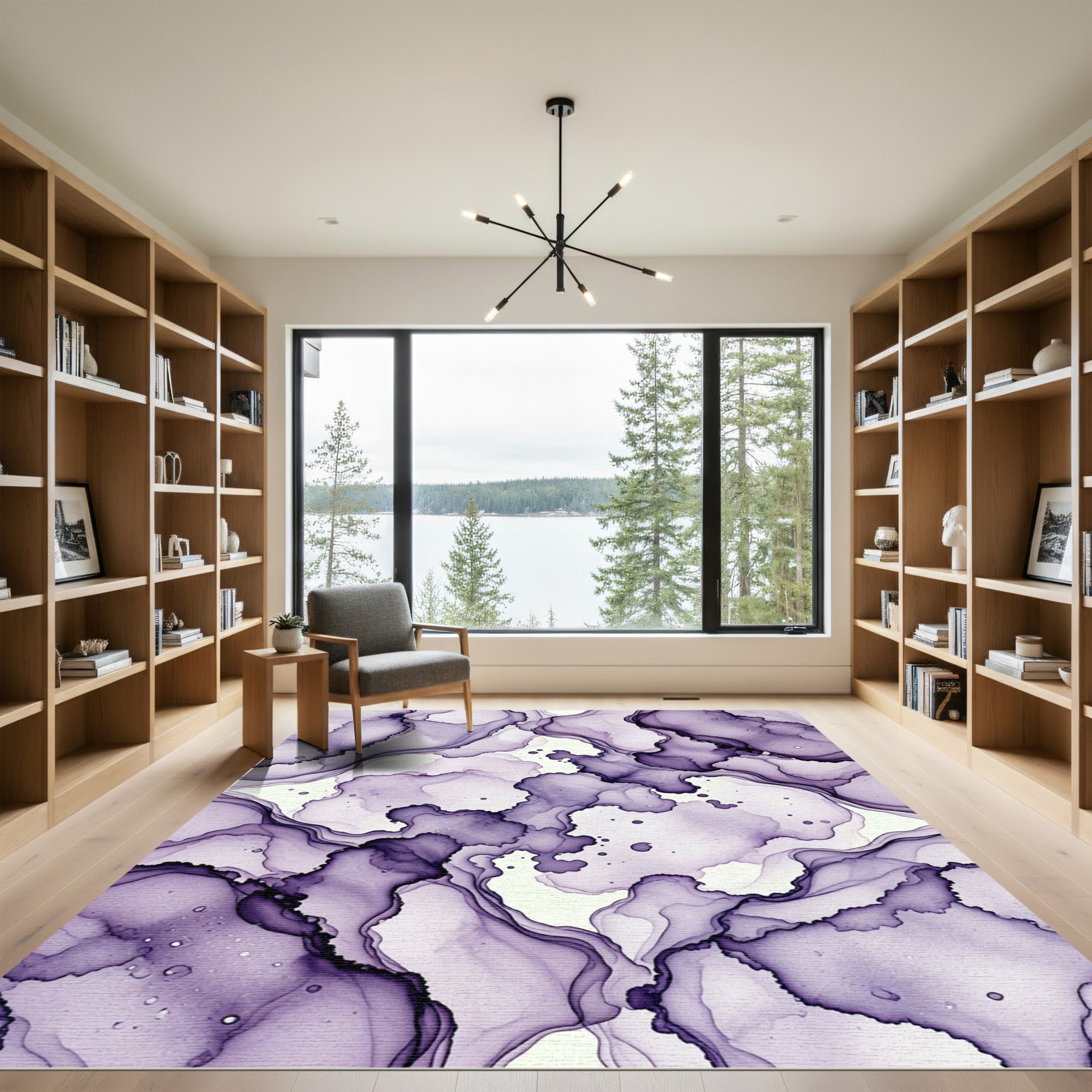 Ethereal Purple Watercolor Abstract Swirl Rug