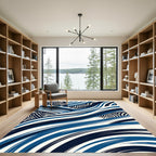 Dynamic Blue Zebra Stripe Swirl Rug