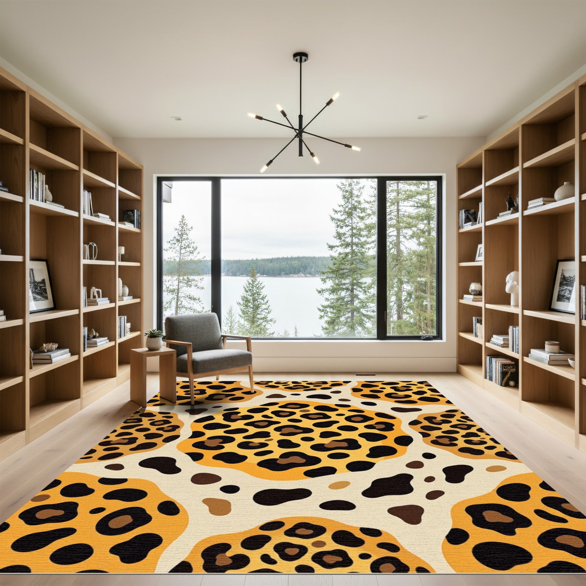 Orange and Black Animal Spots Rug