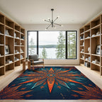 Ornate Navy and Copper Starburst Rug